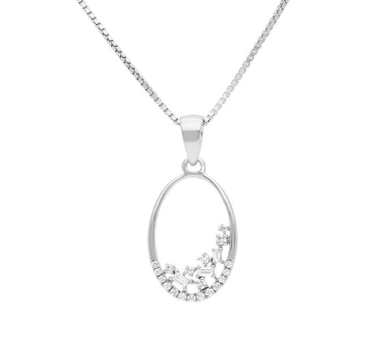 Graceful Oval & Baguette Diamond Gold Necklace