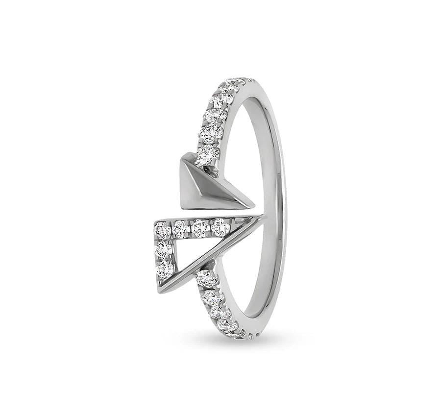 Pyramid Shape Diamond Open Ring