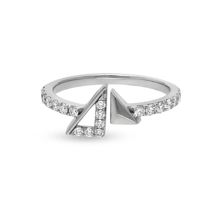 Pyramid Shape Diamond Open Ring