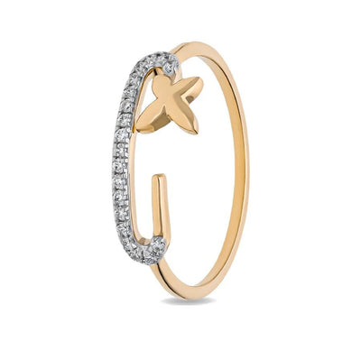 Radiant Prong-Set Round Diamond Gold Ring
