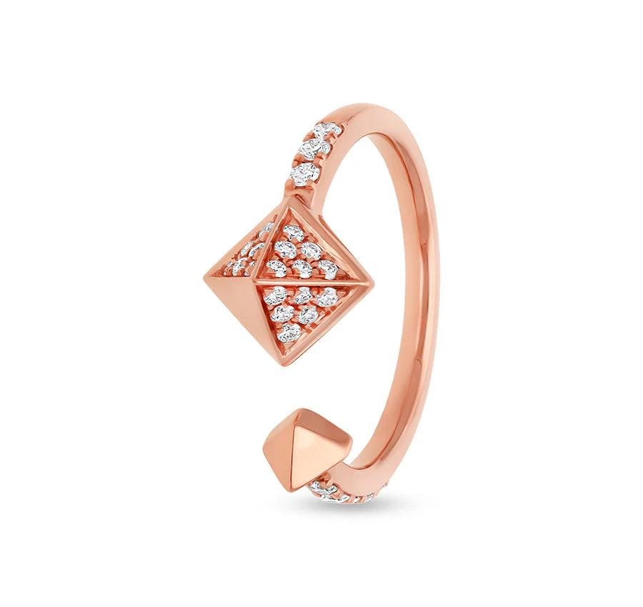 Square Pyramid Open Diamond Ring