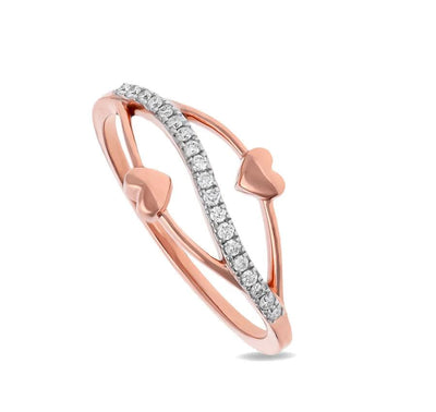 Twin Hearts Rose Gold Diamond Ring