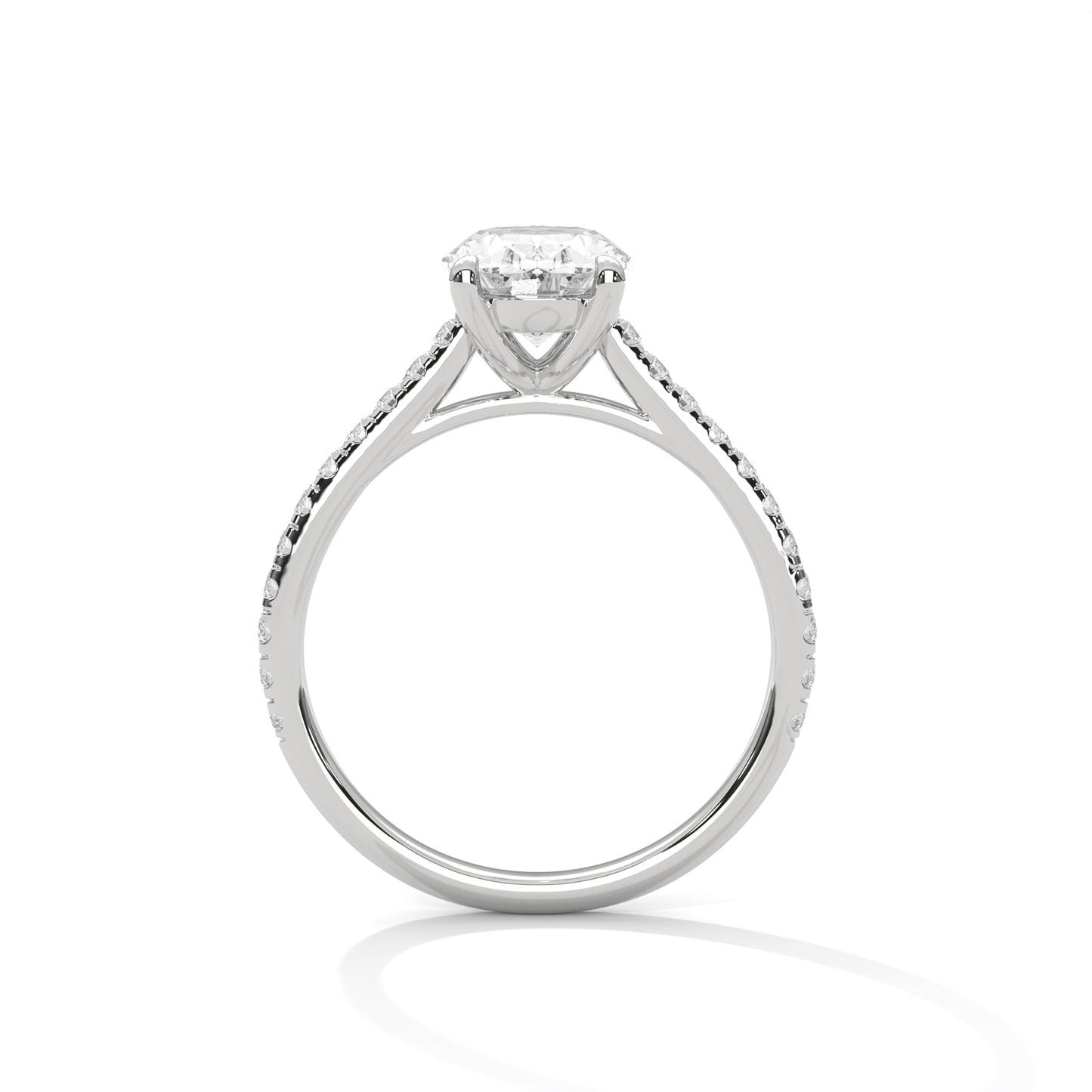 Oval-Cut Diamond Pavé Engagement Ring – 14K Gold