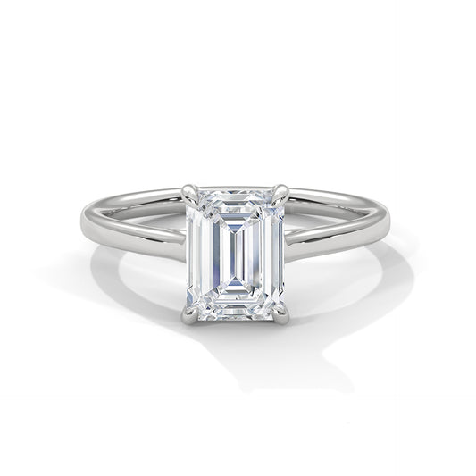Emerald Cut Diamond Solitaire Ring in 14K Gold