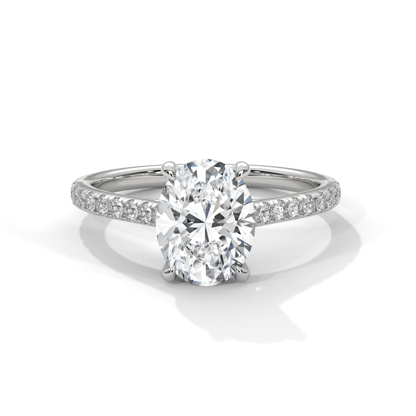 Oval-Cut Diamond Pavé Engagement Ring – 14K Gold