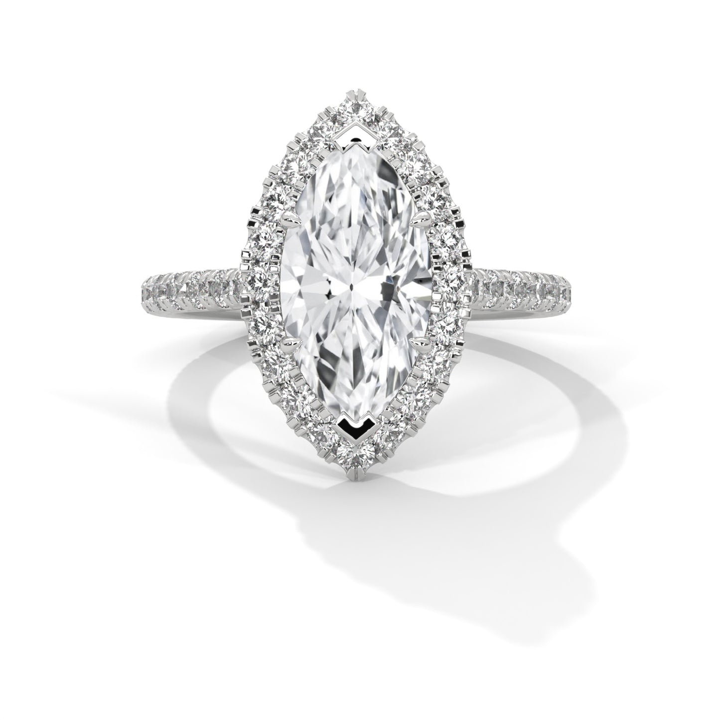 1.40 Carat Marquise Lab Grown Diamond Halo Engagement Ring | 1ct Center Stone & 0.40ct Side Diamonds | 14K White, Yellow, or Rose Gold | IGI Certified