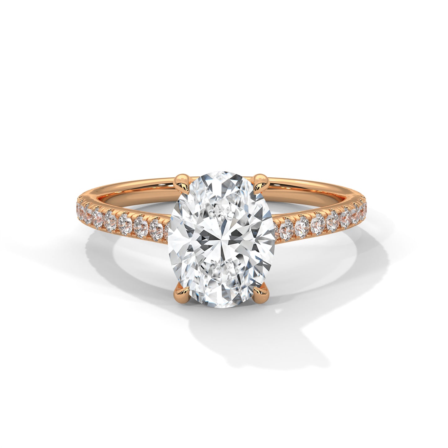 Oval-Cut Diamond Pavé Engagement Ring – 14K Gold