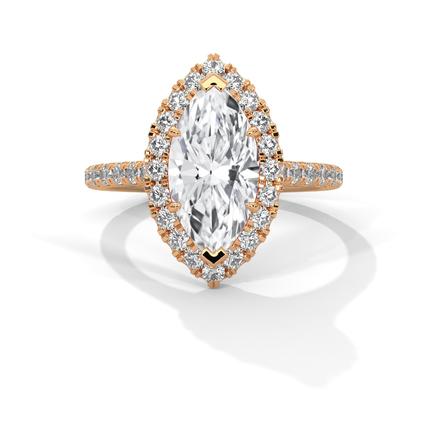 1.40 Carat Marquise Lab Grown Diamond Halo Engagement Ring | 1ct Center Stone & 0.40ct Side Diamonds | 14K White, Yellow, or Rose Gold | IGI Certified