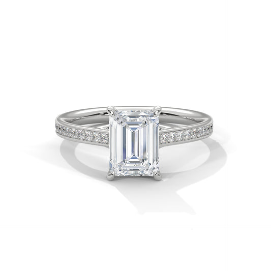 Emerald Cut Diamond Engagement Ring – Solitaire Style in 14K Gold