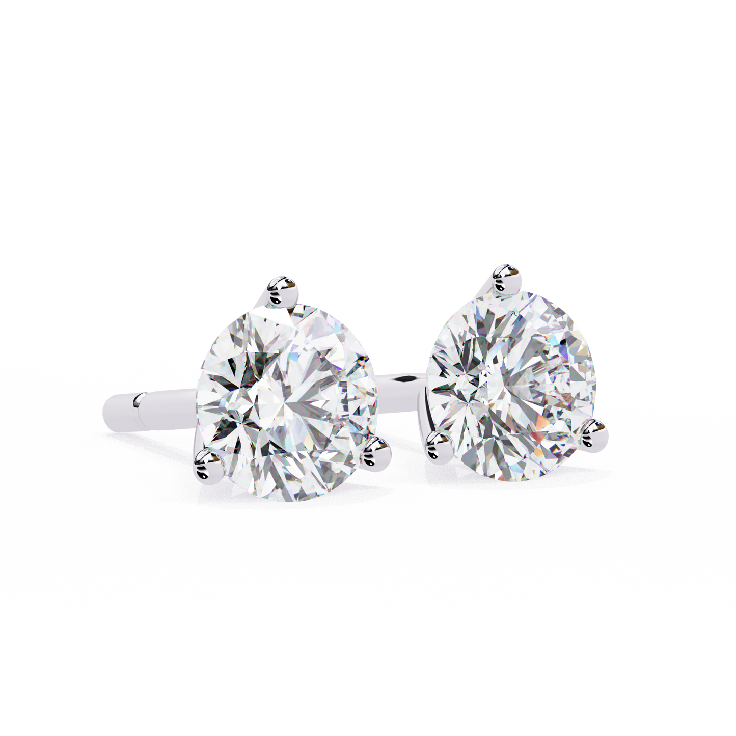 Classic Round Diamond Stud Earrings – 14K Gold