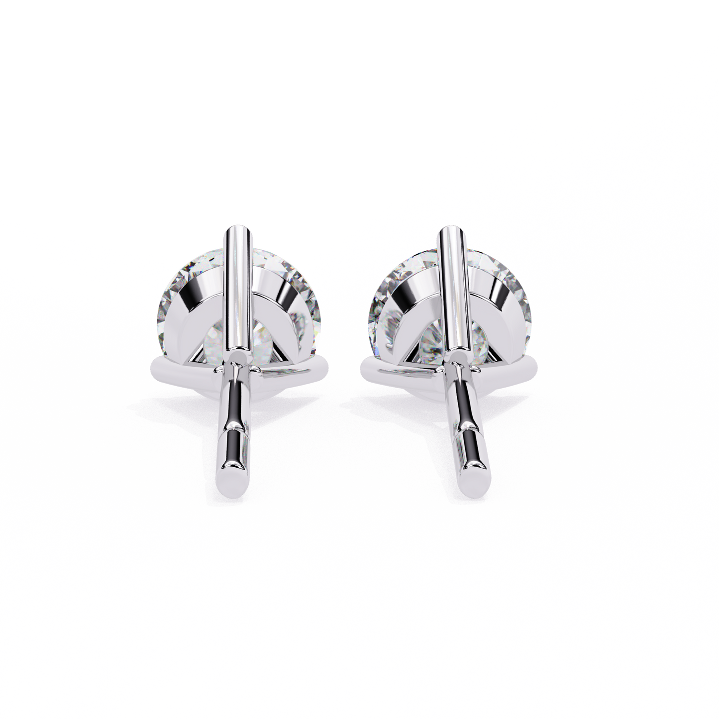 Classic Round Diamond Stud Earrings – 14K Gold