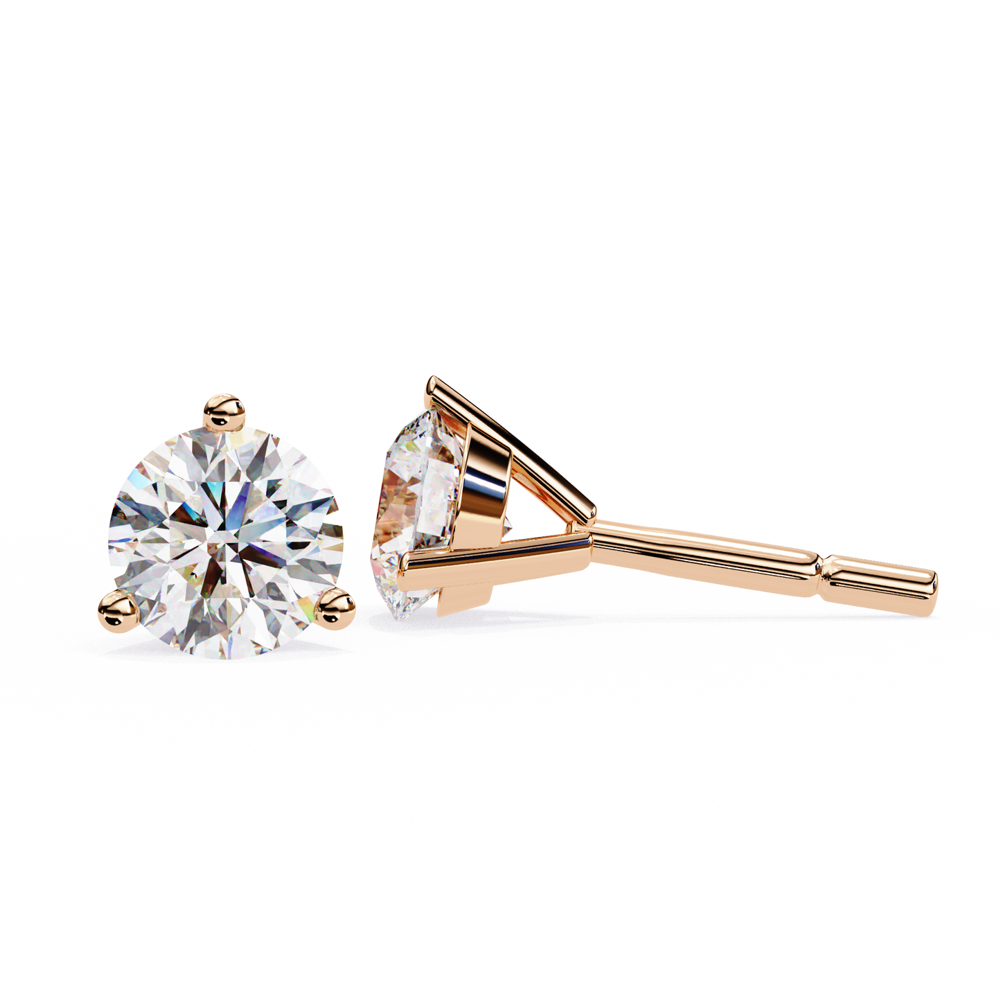 Classic Round Diamond Stud Earrings – 14K Gold
