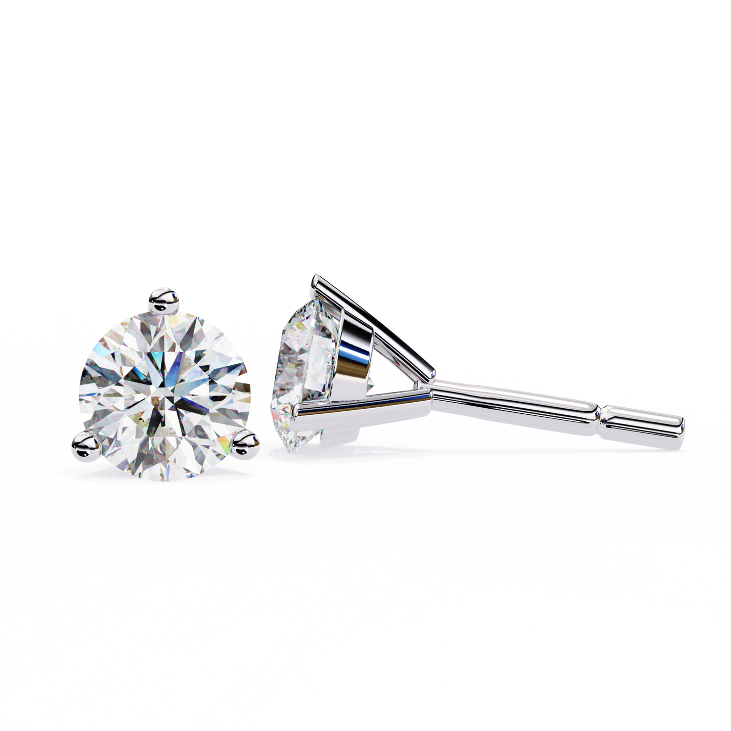 Classic Round Diamond Stud Earrings – 14K Gold
