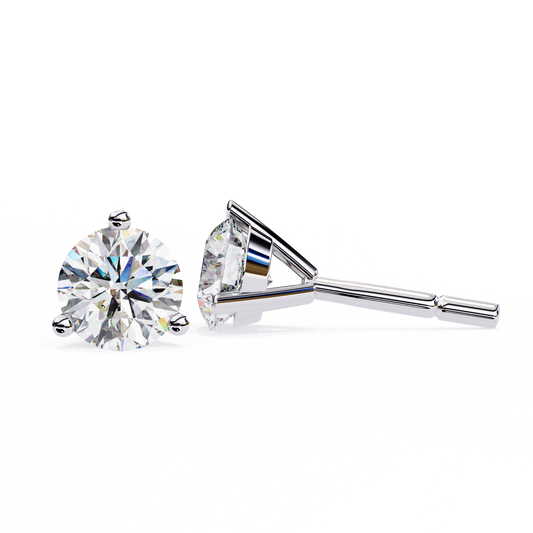 Classic Round Diamond Stud Earrings – 14K Gold