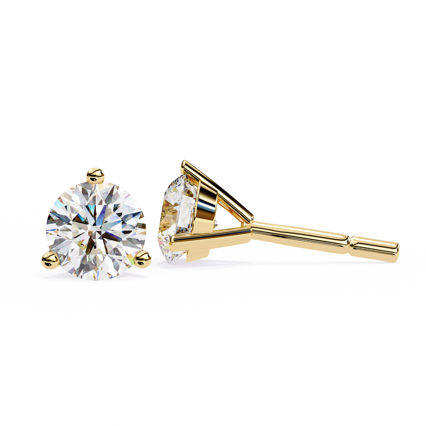 Classic Round Diamond Stud Earrings – 14K Gold