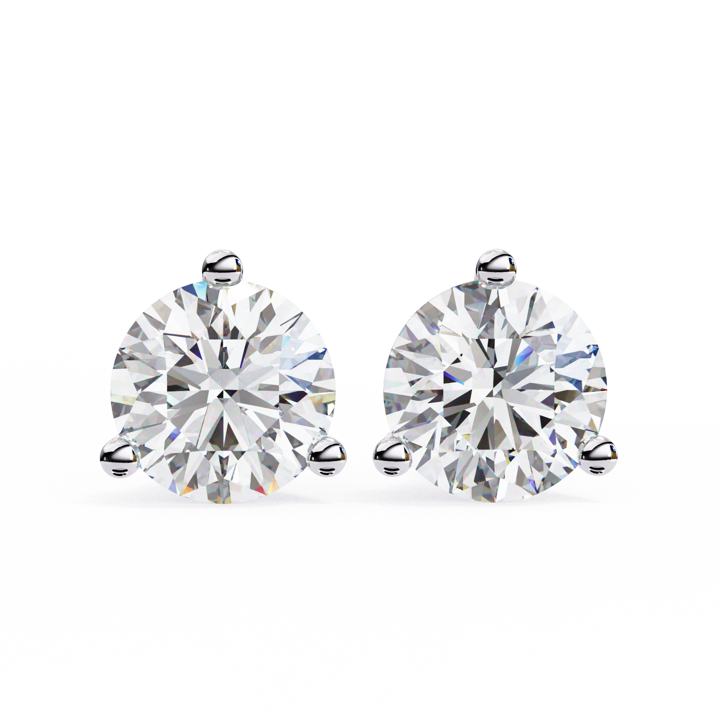 Classic Round Diamond Stud Earrings – 14K Gold
