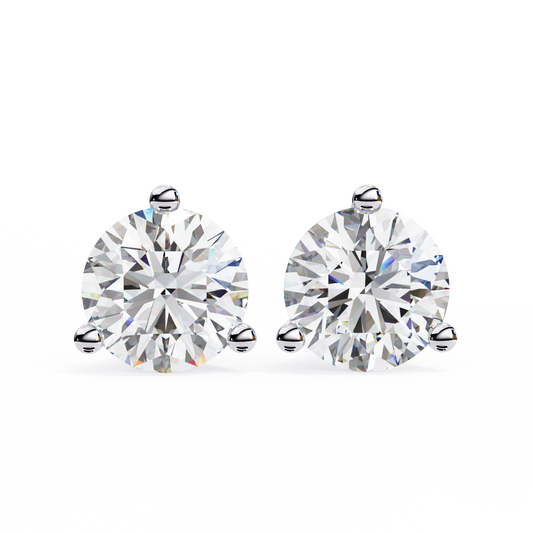 Classic Round Diamond Stud Earrings – 14K Gold