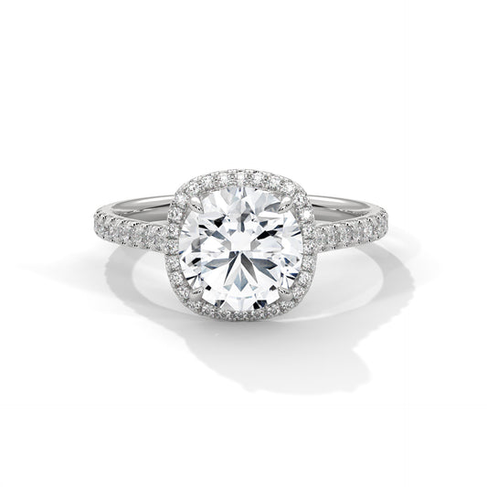 Classic Round Solitaire Pavé Ring in Gold