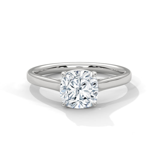 Cushion Cut Diamond Engagement Ring – Solitaire Style with 14k Gold