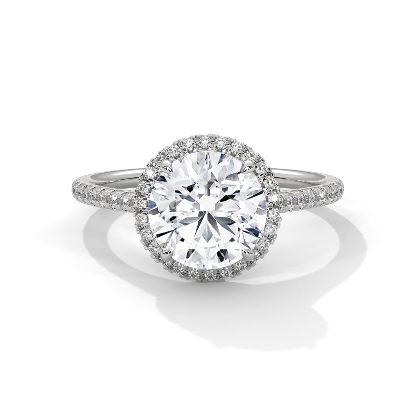 14K Gold Round Cut Diamond Halo Engagement Ring