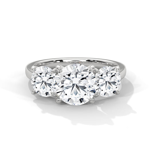 2 Carat Lab-Grown Diamond Three-Stone Ring in 14K Gold | IGI Certified | 1 Carat Center Stone