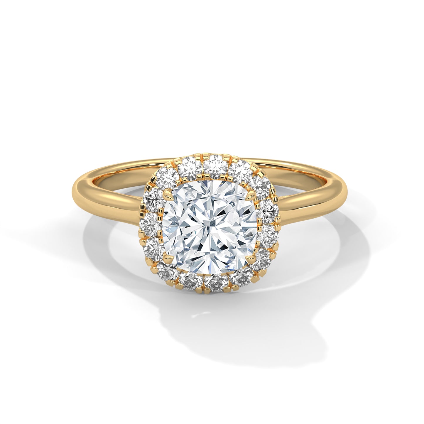 1.27 Carat Cushion Cut Halo Diamond Ring in 14K Gold | IGI Certified Engagement Ring