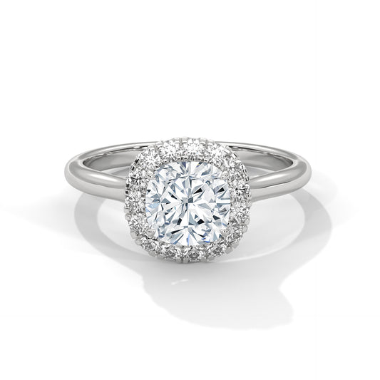 1.27 Carat Cushion Cut Halo Diamond Ring in 14K Gold | IGI Certified Engagement Ring