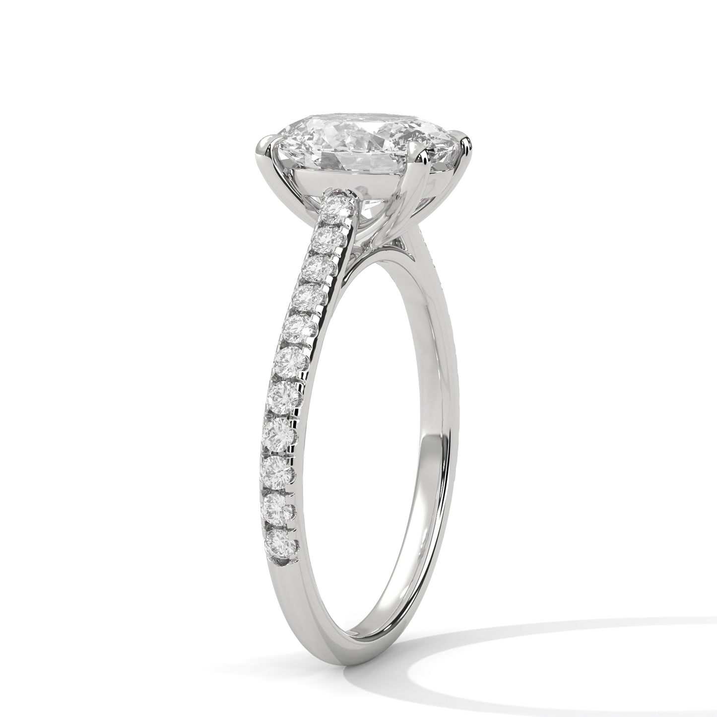 Oval-Cut Diamond Pavé Engagement Ring – 14K Gold