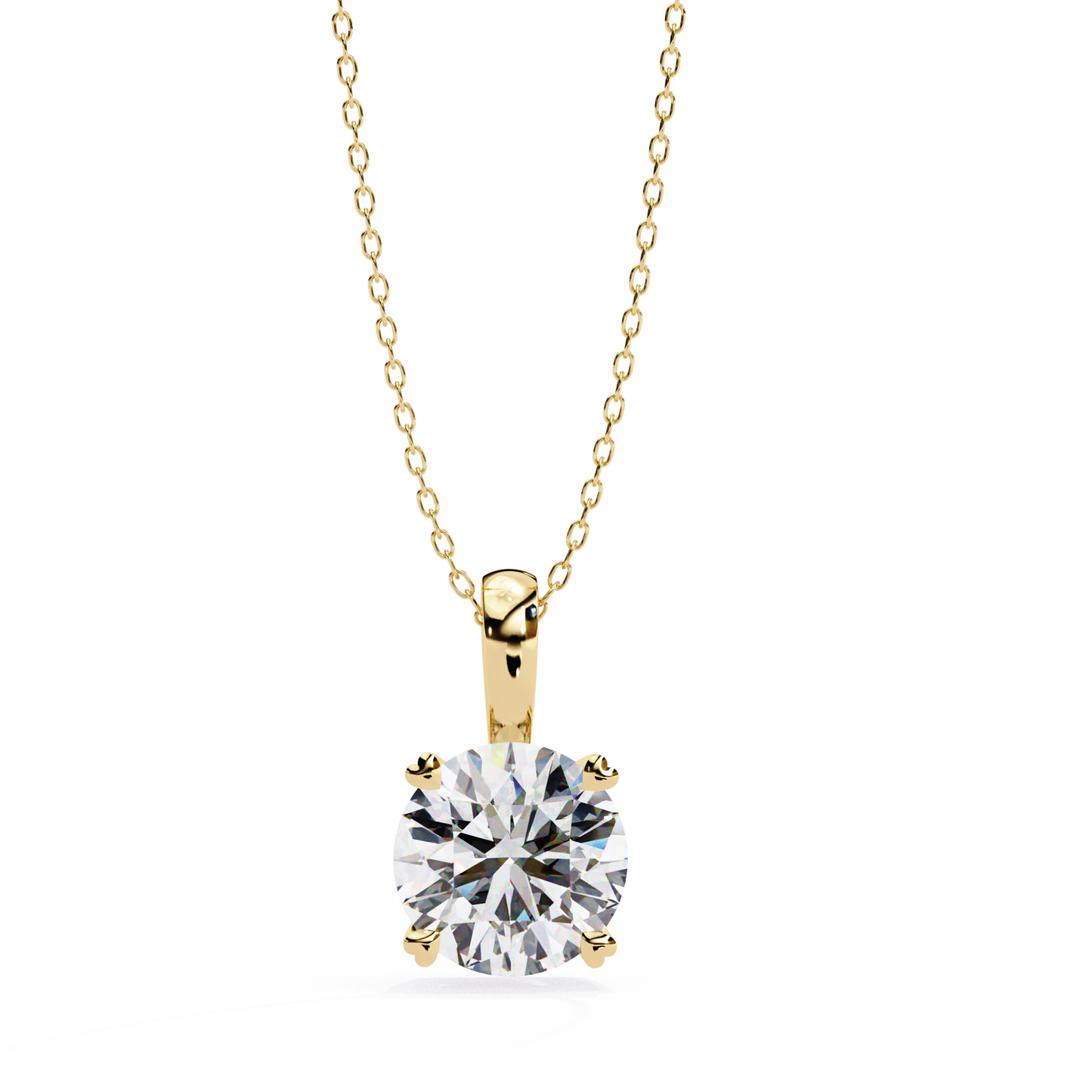 14K Gold Solitaire Pendant with 3 Carat Lab-Grown Diamond | IGI Certified | Yellow, White & Rose Gold