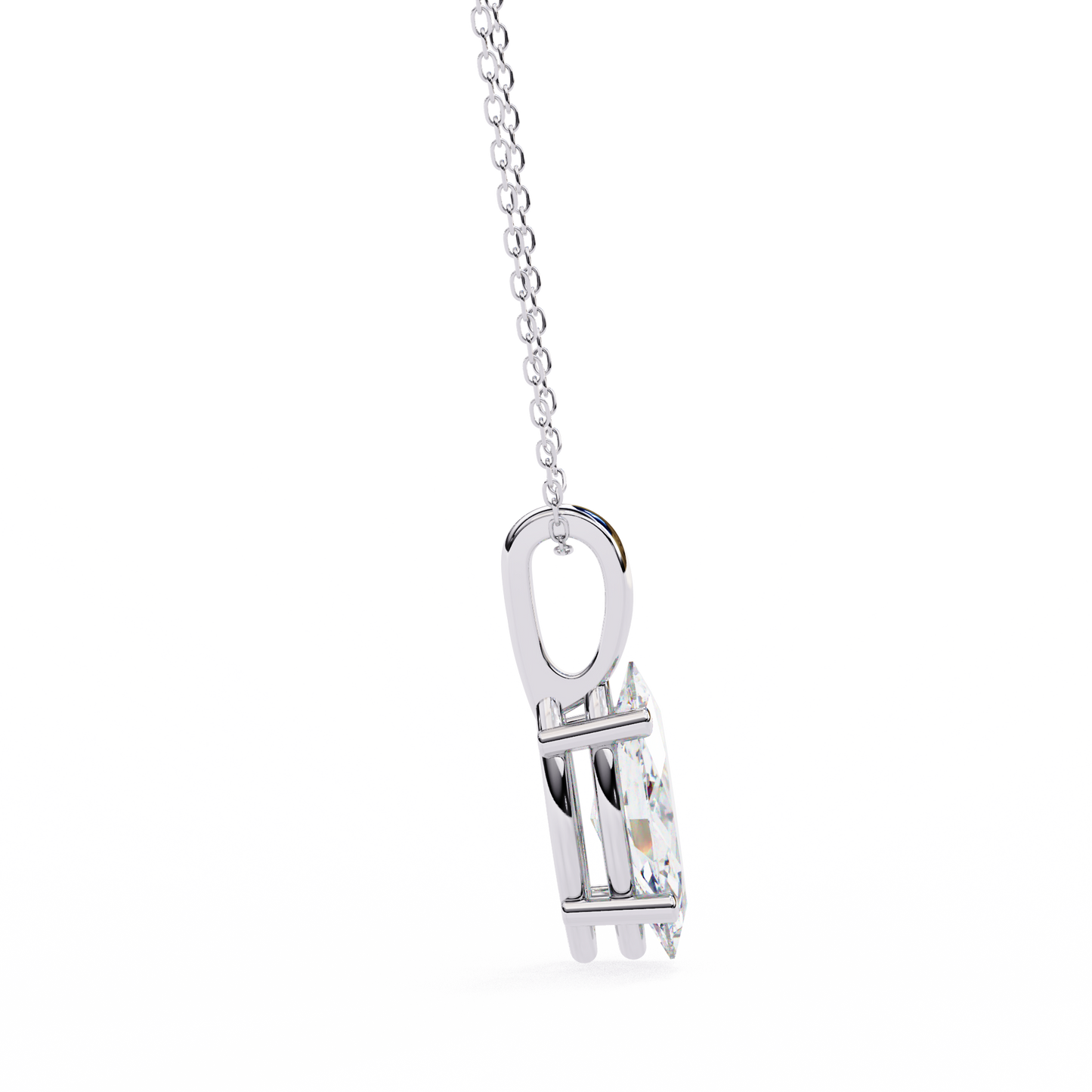 14K Marquise slīpējuma laboratorijā audzēta dimanta kulons | IGI sertificēts | 3 karāti