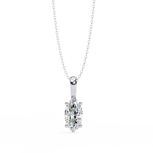 14K Marquise Cut Lab-Grown Diamond Pendant | IGI Certified | 3 Carat