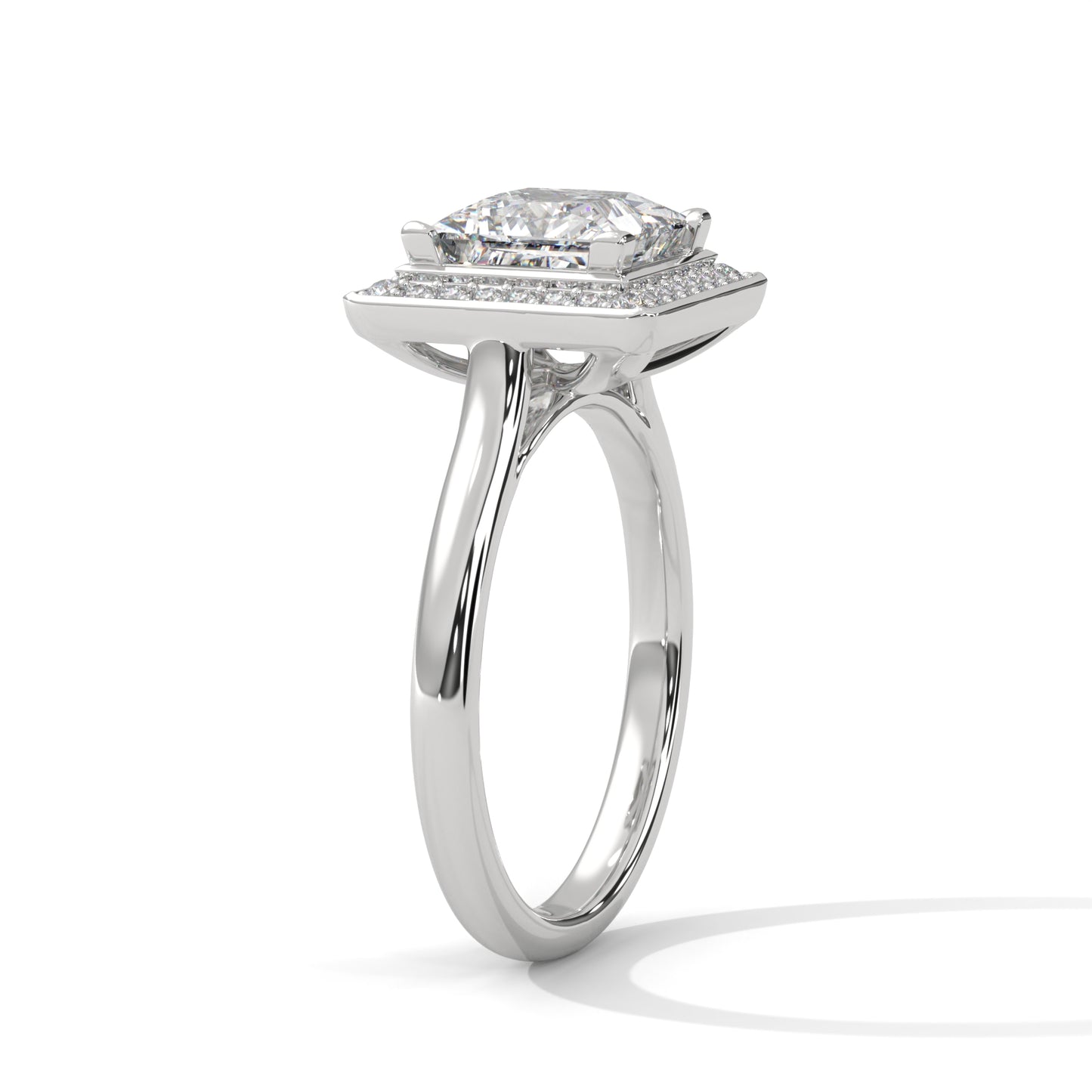 1.25 Carat Halo Princess Cut Diamond Ring in 14K Gold | IGI Certified