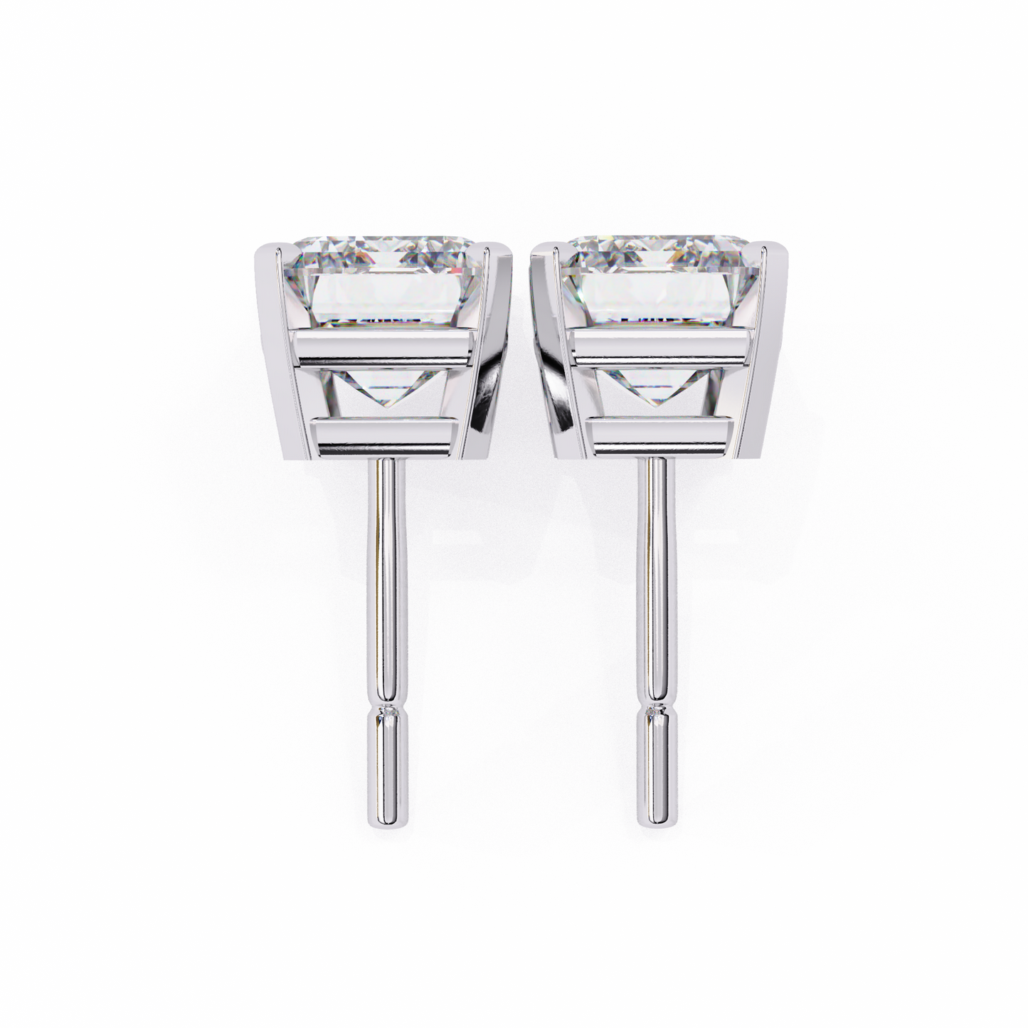 Elegant 14K Gold Emerald Cut Diamond Stud Earrings with 4 Prong Setting