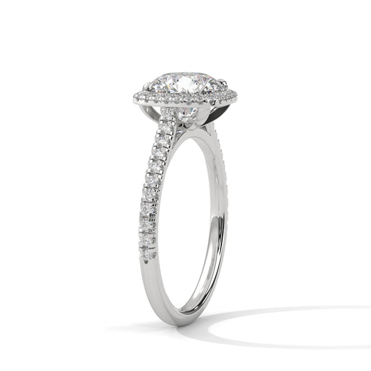 Classic Round Solitaire Pavé Ring in Gold
