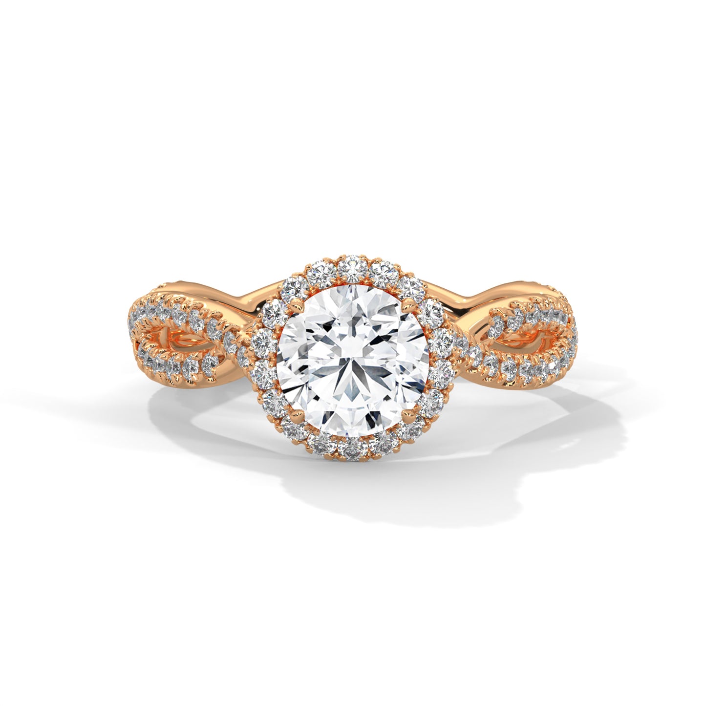 1.60 Carat Lab Grown Diamond Twisted Band Engagement Ring | 1ct Center Stone & 0.60ct Side Diamonds | 14K White, Yellow, or Rose Gold | IGI Certified