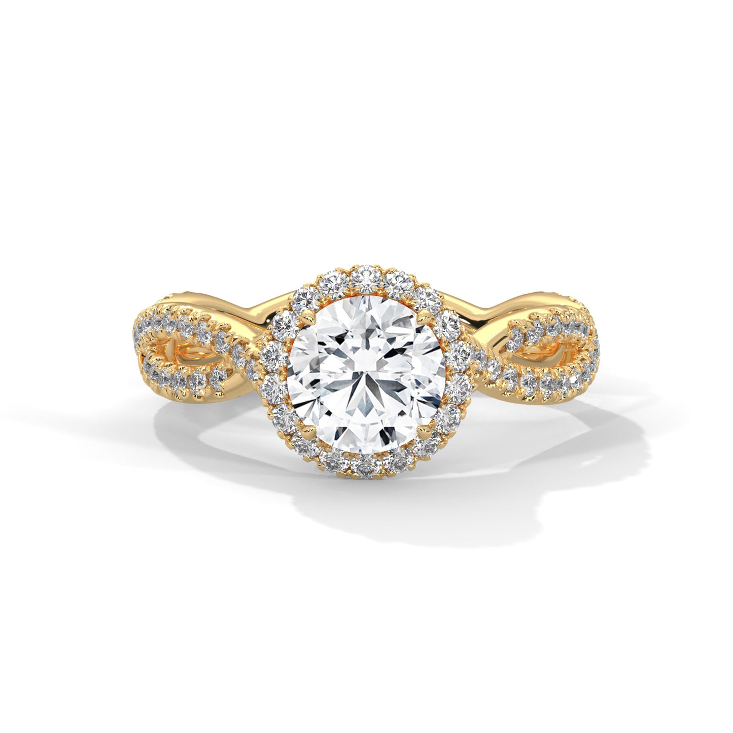 1.60 Carat Lab Grown Diamond Twisted Band Engagement Ring | 1ct Center Stone & 0.60ct Side Diamonds | 14K White, Yellow, or Rose Gold | IGI Certified