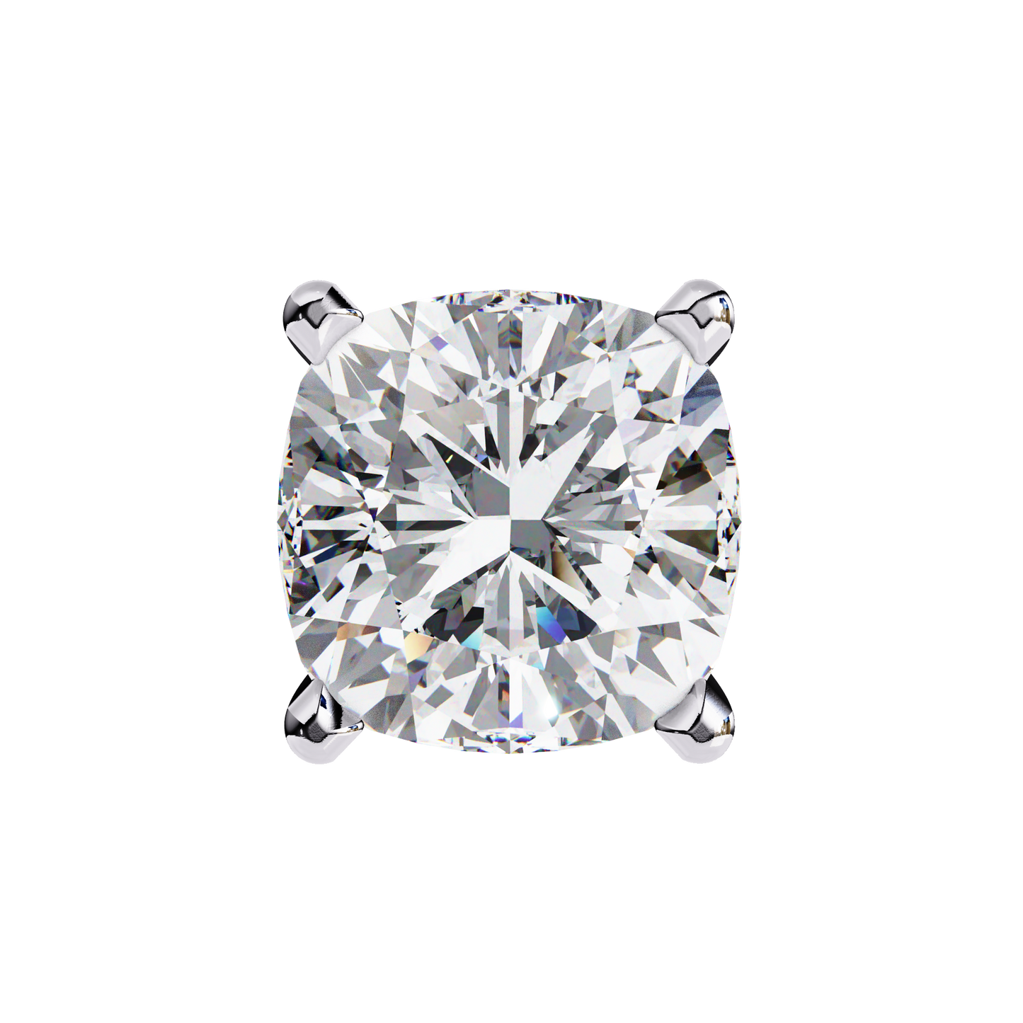 Stylish 14K Gold Cushion Cut Diamond Stud Earrings with 4 Prong Setting
