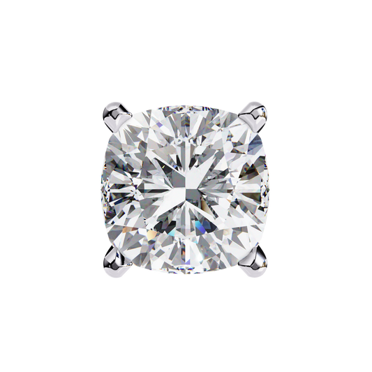 Stylish 14K Gold Cushion Cut Diamond Stud Earrings with 4 Prong Setting