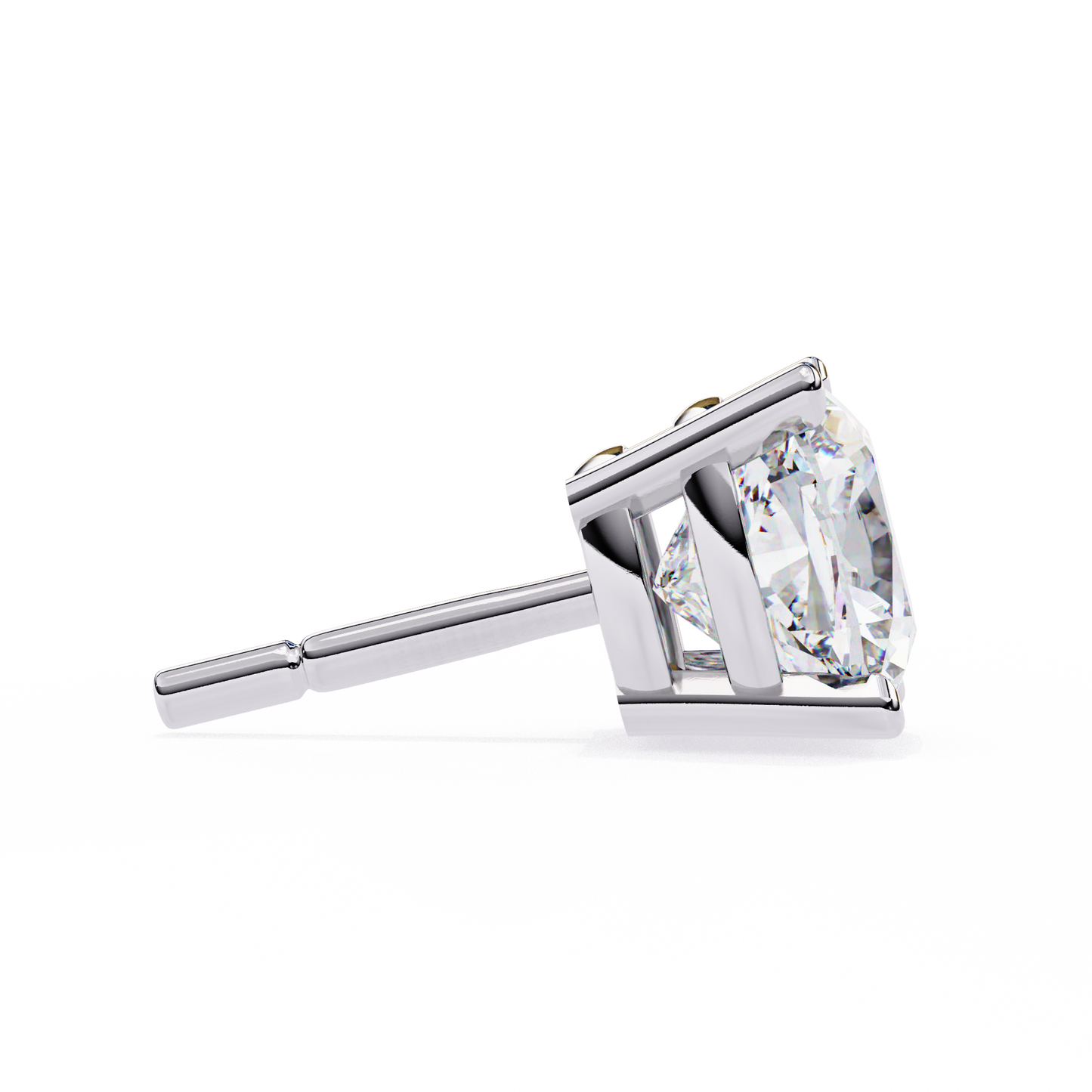 Stylish 14K Gold Cushion Cut Diamond Stud Earrings with 4 Prong Setting