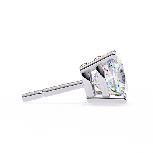 Stylish 14K Gold Cushion Cut Diamond Stud Earrings with 4 Prong Setting