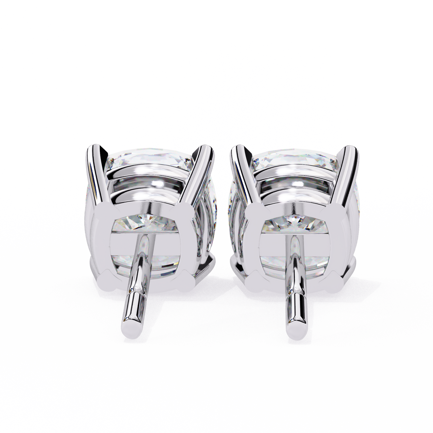 Stylish 14K Gold Cushion Cut Diamond Stud Earrings with 4 Prong Setting
