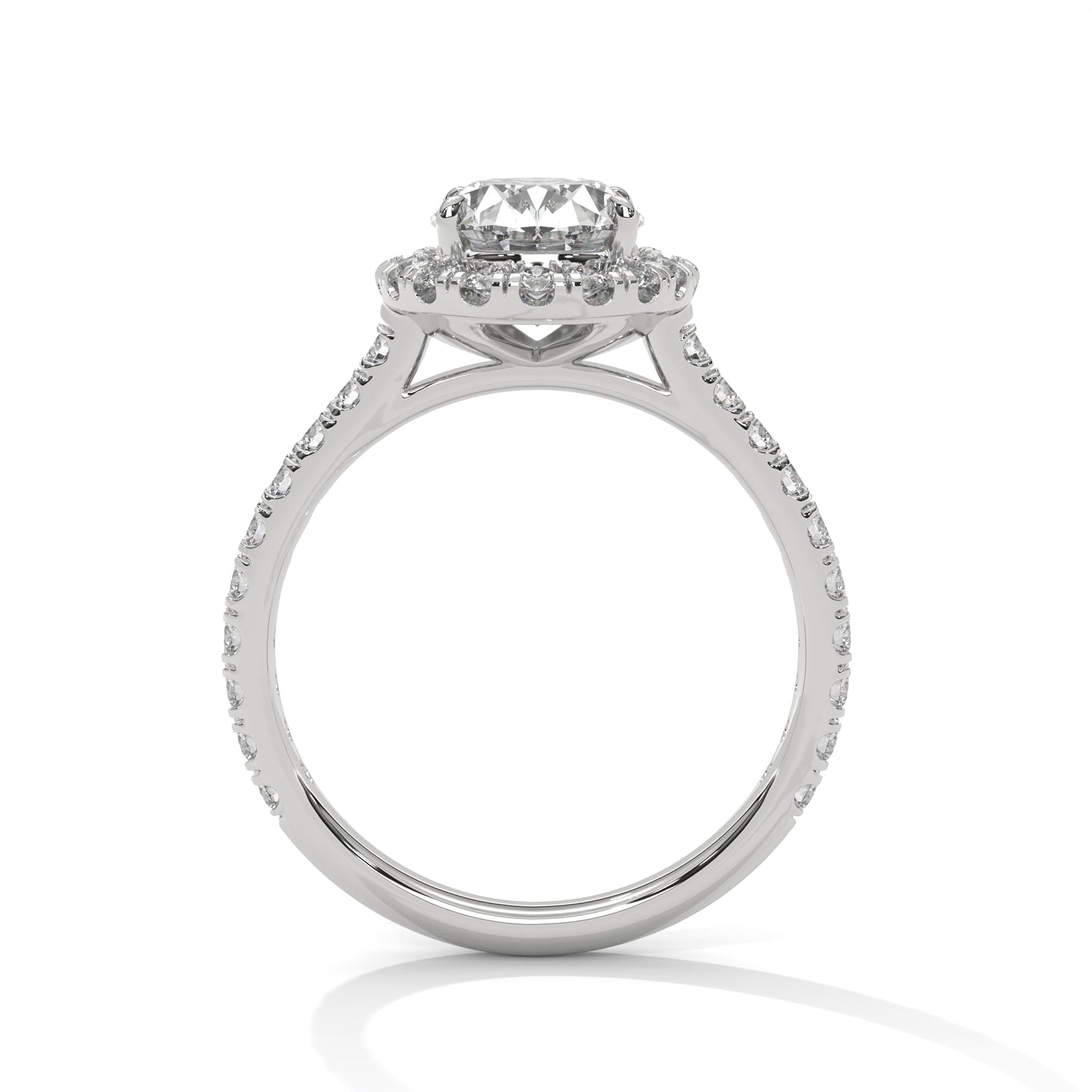 Oval Cut Diamond Halo Ring – 14K Gold Engagement Ring with Accent Diamonds