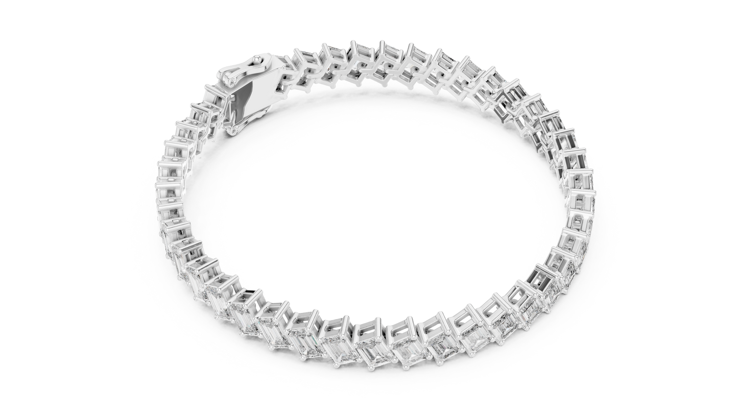8 Carat Emerald Cut Diamond Bracelet | 42 Diamonds | 14K Gold | IGI Certified