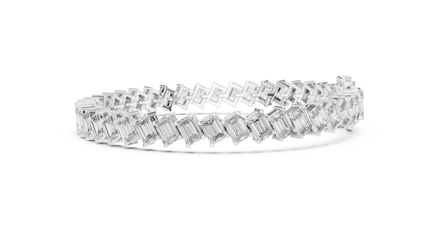 8 Carat Emerald Cut Diamond Bracelet | 42 Diamonds | 14K Gold | IGI Certified