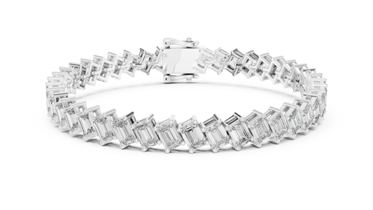 8 Carat Emerald Cut Diamond Bracelet | 42 Diamonds | 14K Gold | IGI Certified