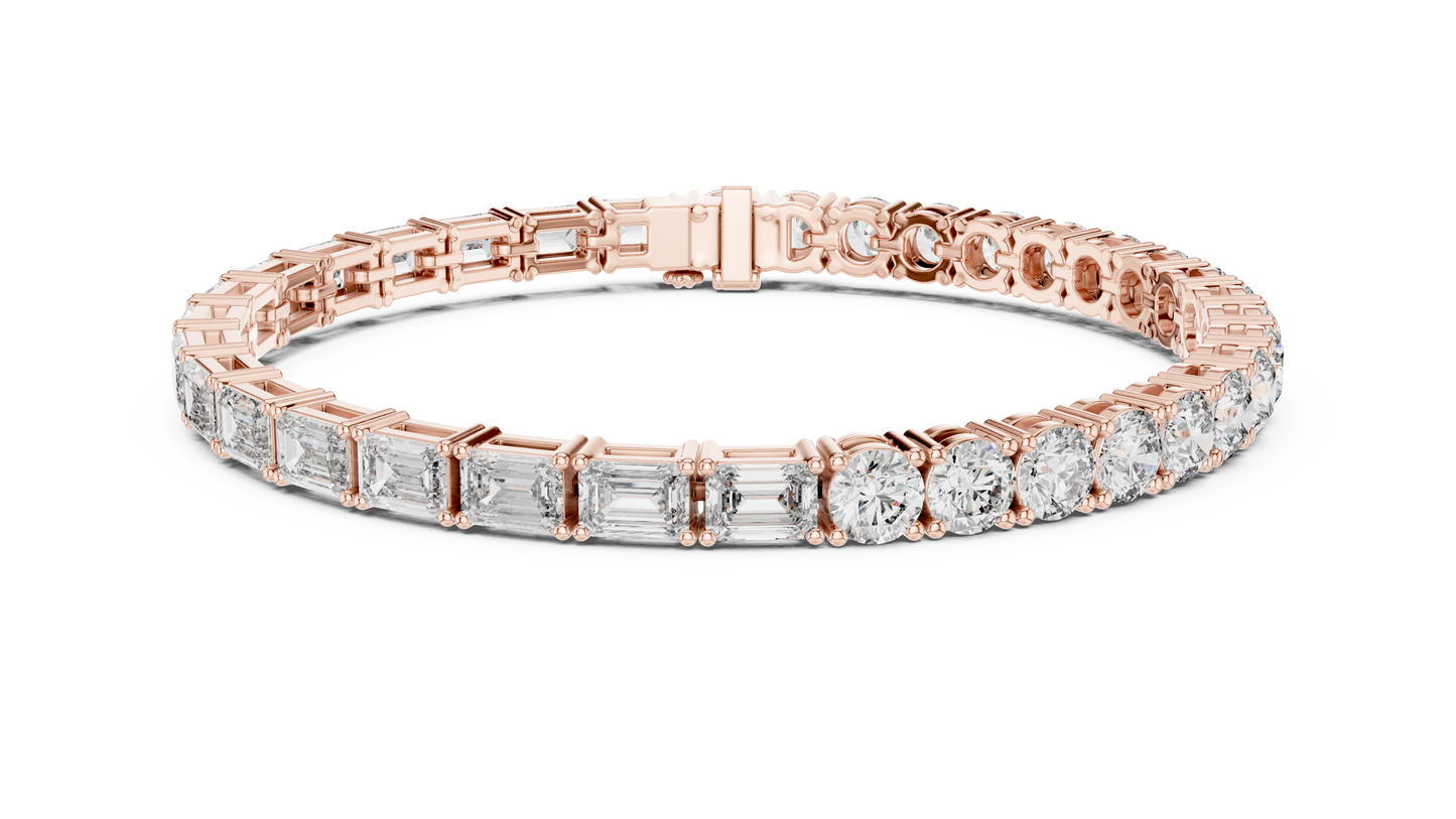 13 Carat Diamond Bracelet | 14K Gold | Round & Emerald Cut | Custom Length | IGI Certified