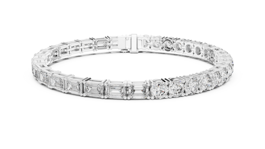 13 Carat Diamond Bracelet | 14K Gold | Round & Emerald Cut | Custom Length | IGI Certified