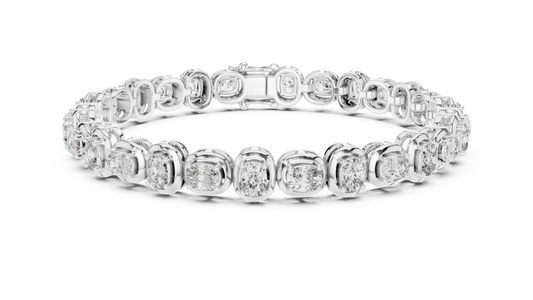 Luxury 8 Carat Cushion Cut Diamond Tennis Bracelet in 14K Gold – IGI Certified