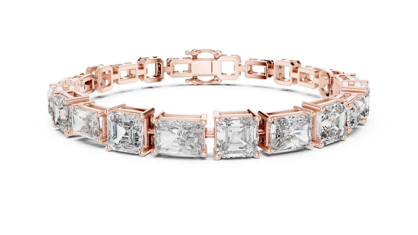 6 karātu Radiant &amp; Princess Cut dimanta rokassprādze no 14K zelta (rozā, dzeltenā, baltā krāsā) – IGI sertificēta