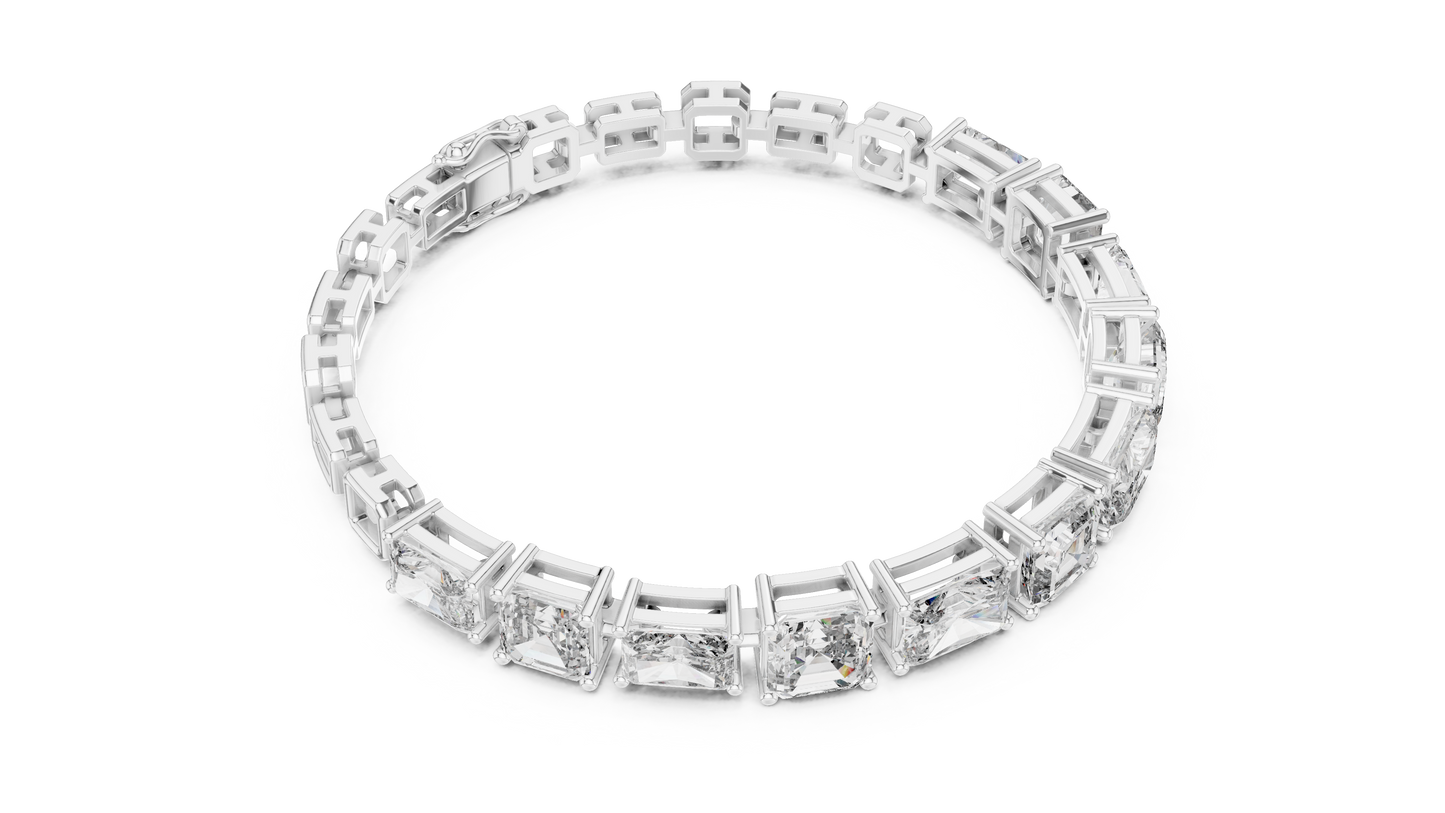 6 karātu Radiant &amp; Princess Cut dimanta rokassprādze no 14K zelta (rozā, dzeltenā, baltā krāsā) – IGI sertificēta